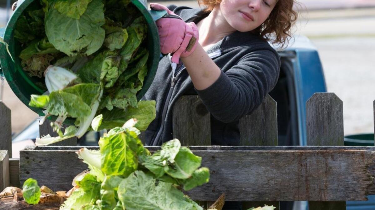 AmeriCorps VISTA member Katherine Spears collected food scraps for a community composting program in Lexington.