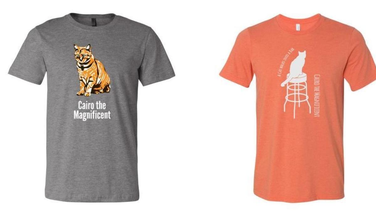 Shirts featuring Cairo the Magnificent are on sale from Varsity Print on National Avenue. Long sleeved versions available, too. Proceeds will benefit the Lexington Humane Society, where Cairo was adopted as a kitten.