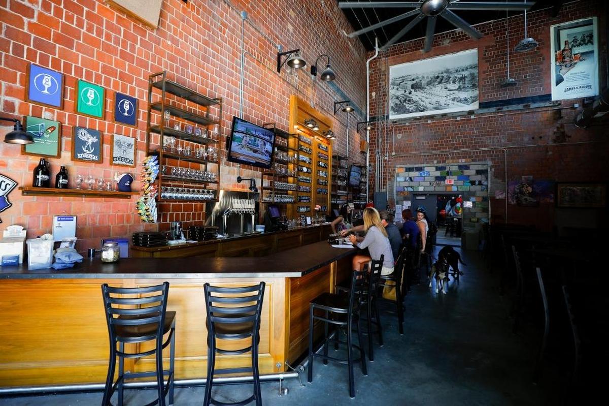 The bar at Ethereal Brewing at the Historic Pepper Distillery Campus in Lexington.