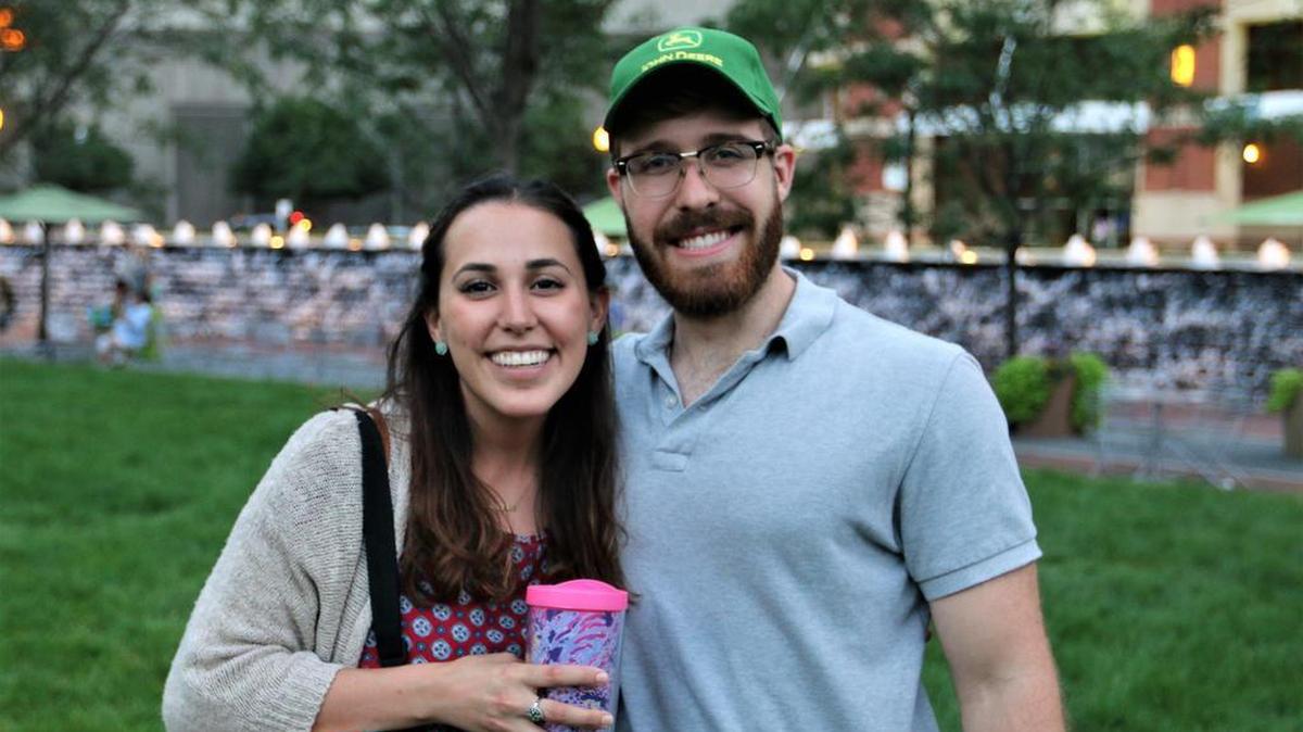 A working Triangle Park fountain was featured behind two who visited the park last summer for a free movie screening.