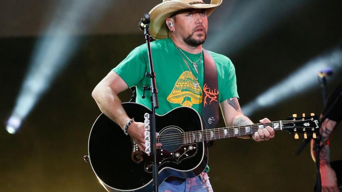Jason Aldean performs in Tulsa, Okla., Thursday, Oct. 12, 2017. Country star Aldean is making an emotional return to the stage after canceling tour dates following the deadliest mass shooting in modern U.S. history in Las Vegas. He plays Louisville’s KFC Yum! Center Oct. 20.