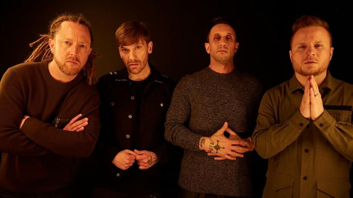 Shinedown is (L-R) Barry Kerch, Brent Smith, Eric Bass, and Zach Myers.