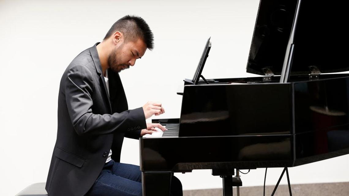 Pianist Conrad Tao, who is this week’s soloist with the Lexington Philharmonic, played in the Atrium of the Albert B. Chandler Hospital Lexington, Ky., Tuesday, May 09, 2017. This was part of UK Arts in HealthCare program.