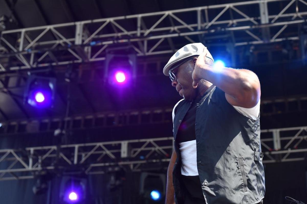Big Sam Williams leads Big Sam’s Funky Nation at the MoonTower Festival.