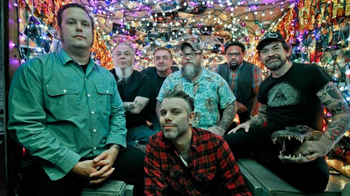 Lucero, from left: John Stubblefield, Rick Steff, Jim Spake, Brian Venable, Randy Ballard, Roy Berry and, foreground, Ben Nichols.