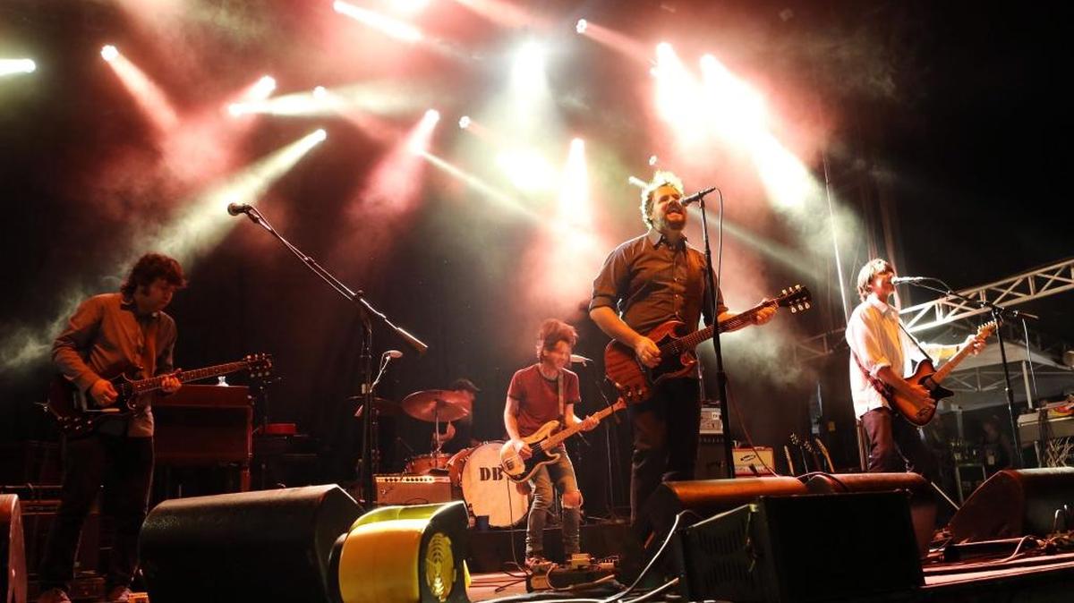 Patterson Hood, Mike Cooley, Brad Morgan, Jay Gonzalez, and Matt Patton with Drive-By Truckers perform at the Candler Park Music and Food Festival on Saturday, May 30, 2015, in Atlanta.