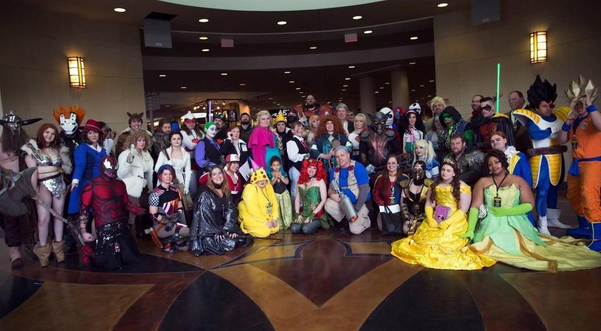 The Ohio River Valley Cosplayers and Prop Builder’s 2017 “family photo” at the Lexington Comic & Toy Con.