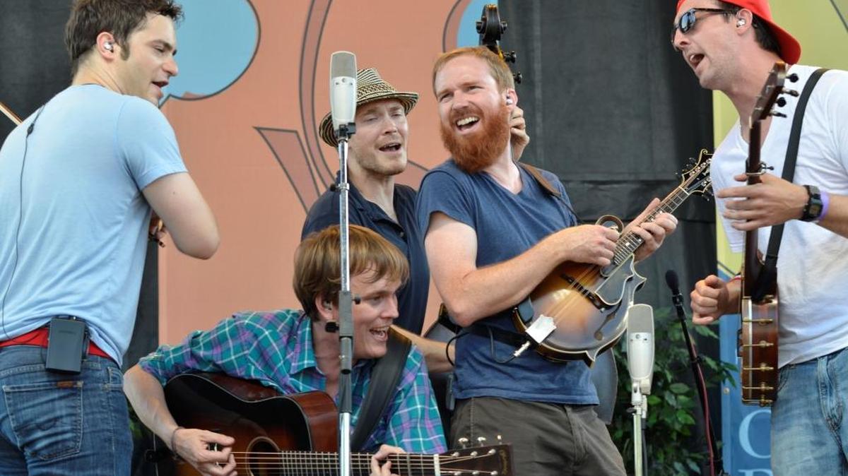 23 String Band — from left, fiddler Scott Moore, guitarist Chris Shouse, bassist T. Martin Stam, mandolin player Dave Howard and banjo player Curtis Wilson — at the Festival of the Bluegrass in 2013. The band returns to the festival this year after an 18-month hiatus.