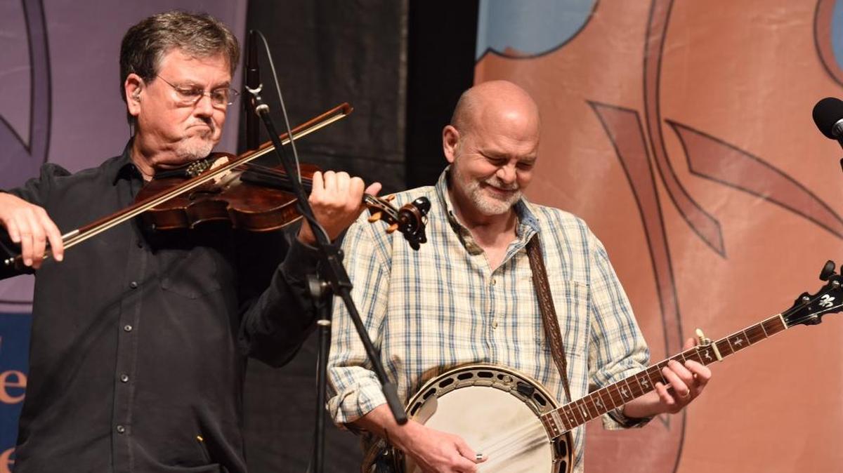 Mark Hartgrove and Sammy Shelor of The Lonesome River Band close out day one of the 2017 Festival of the Bluegrass. The 44th annual Festival of the Bluegrass is June 8 to 11 at the Kentucky Horse Park Campground in Lexington, Kentucky.