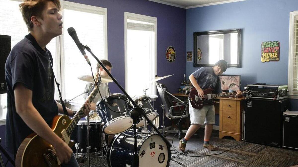 PointSeven, from left: guitarist and vocalist CJ Jones, 14; drummer Ryan Slayton, 16; and bassist Colby Grant, 16. The trio has a new EP, “Prescription.”