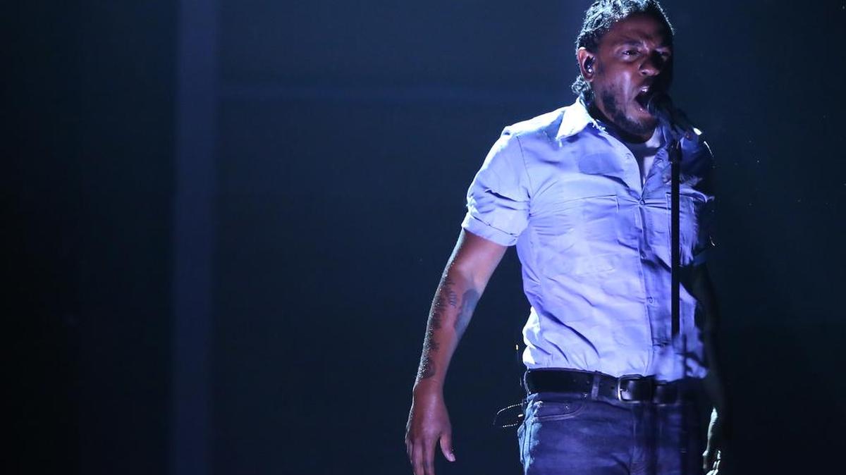 Kendrick Lamar performs at the 58th annual Grammy Awards on Monday, Feb. 15, 2016, in Los Angeles.