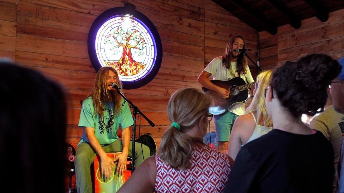 Kris Bentley, left, and Nick Jamerson, aka Sundy Best, performed at The Burl in June.