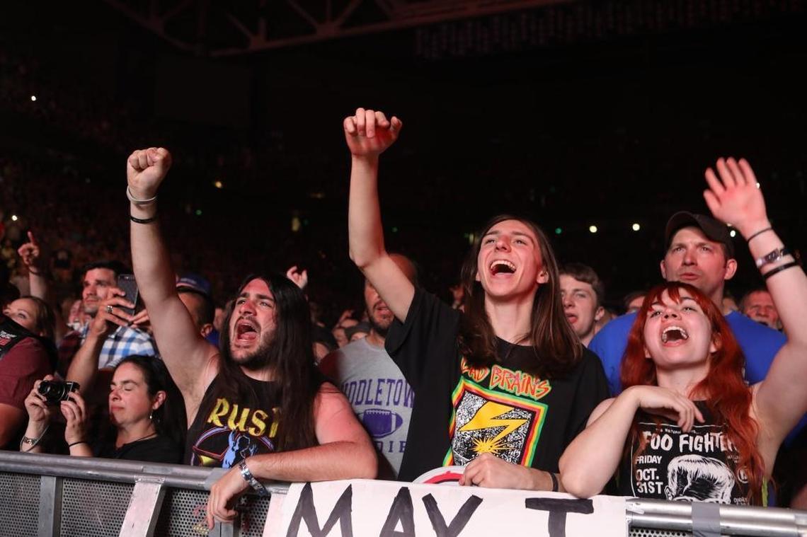 Fans, who arrived at 5:30 a.m. for front row, rocked out as Dave Grohl and the Foo Fighters played Tuesday night at Rupp Arena.