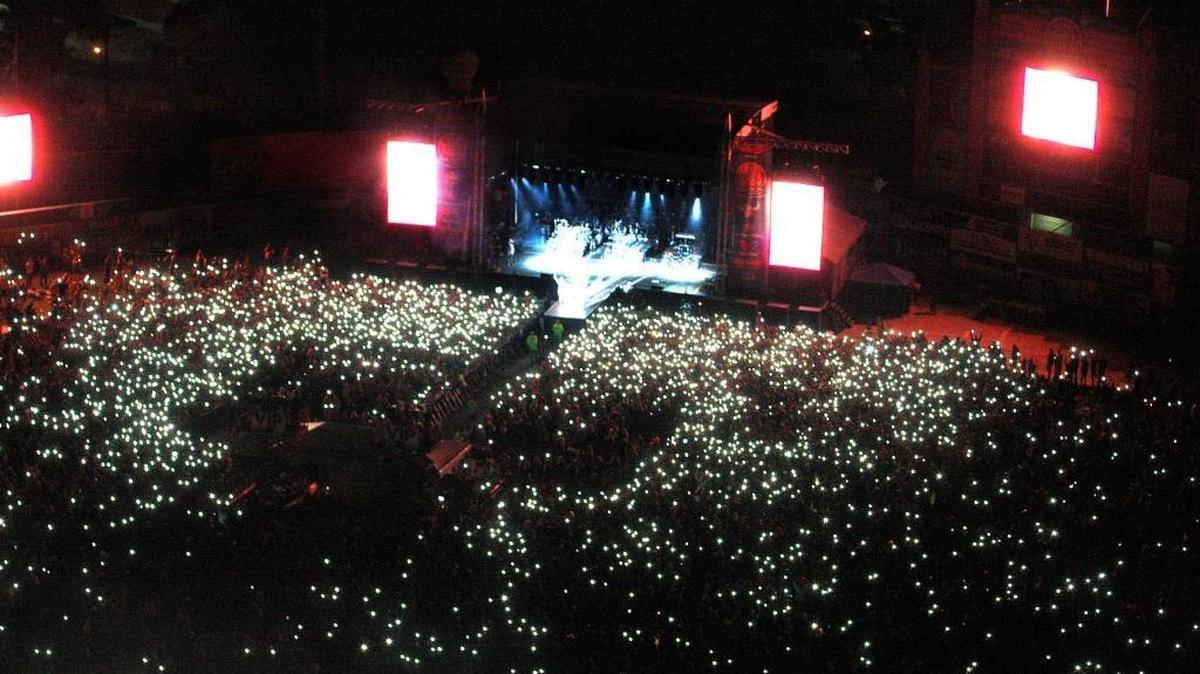 Aerial view with fans holding up their cellphone flashlights as Florida Georgia Line played at Red, White & Boom at Whitaker Bank Ballpark in Lexington, Ky., Sunday evening, September 4, 2016.