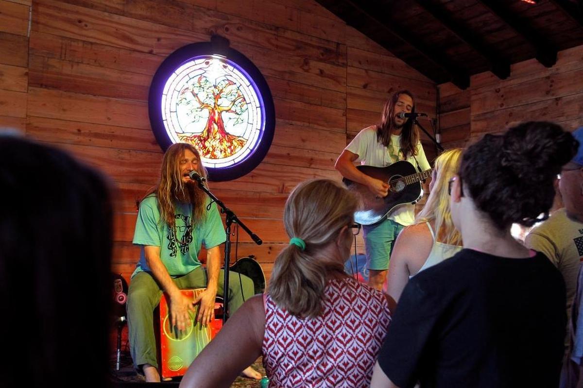 Kris Bentley, left, and Nick Jamerson, aka Sundy Best, perform at The Burl on Thompson Road in Lexington, Ky., Sunday, June 25, 2017.