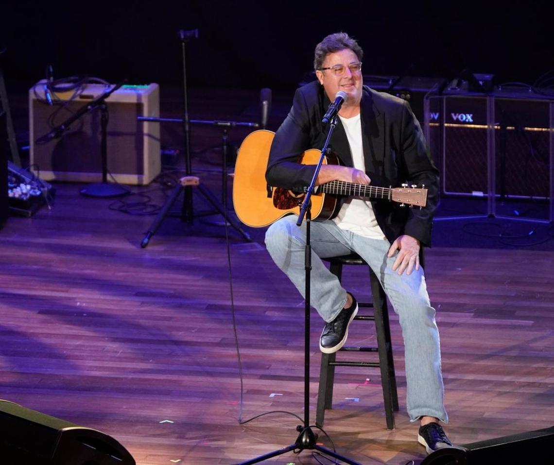Vince Gill performs at the 55th Annual ASCAP Country Music Awards at the Ryman Auditorium on Monday, Nov. 6, 2017, in Nashville, Tenn. Gill is now on tour with the Eagles.