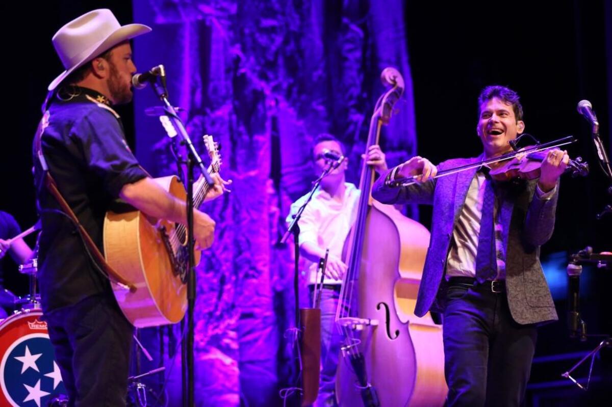 From left, artists Critter Fuqua and Ketch Secor of Old Crow Medicine Show perform in 2016, in Nashville, Tenn.
