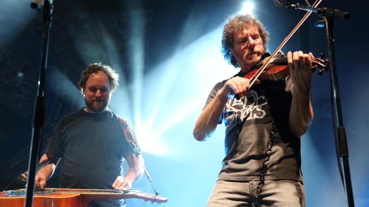 Anders Beck of Greensky Bluegrass and guest Sam Bush perform at the Suwannee Springfest at the Spirit of Suwannee Music Park, on Saturday, March 22, 2014 in Live Oak, Florida. Bush comes to Lexington for the 899th recording of “The Woodsongs Old-Time Radio Hour” on July 20, 2017.