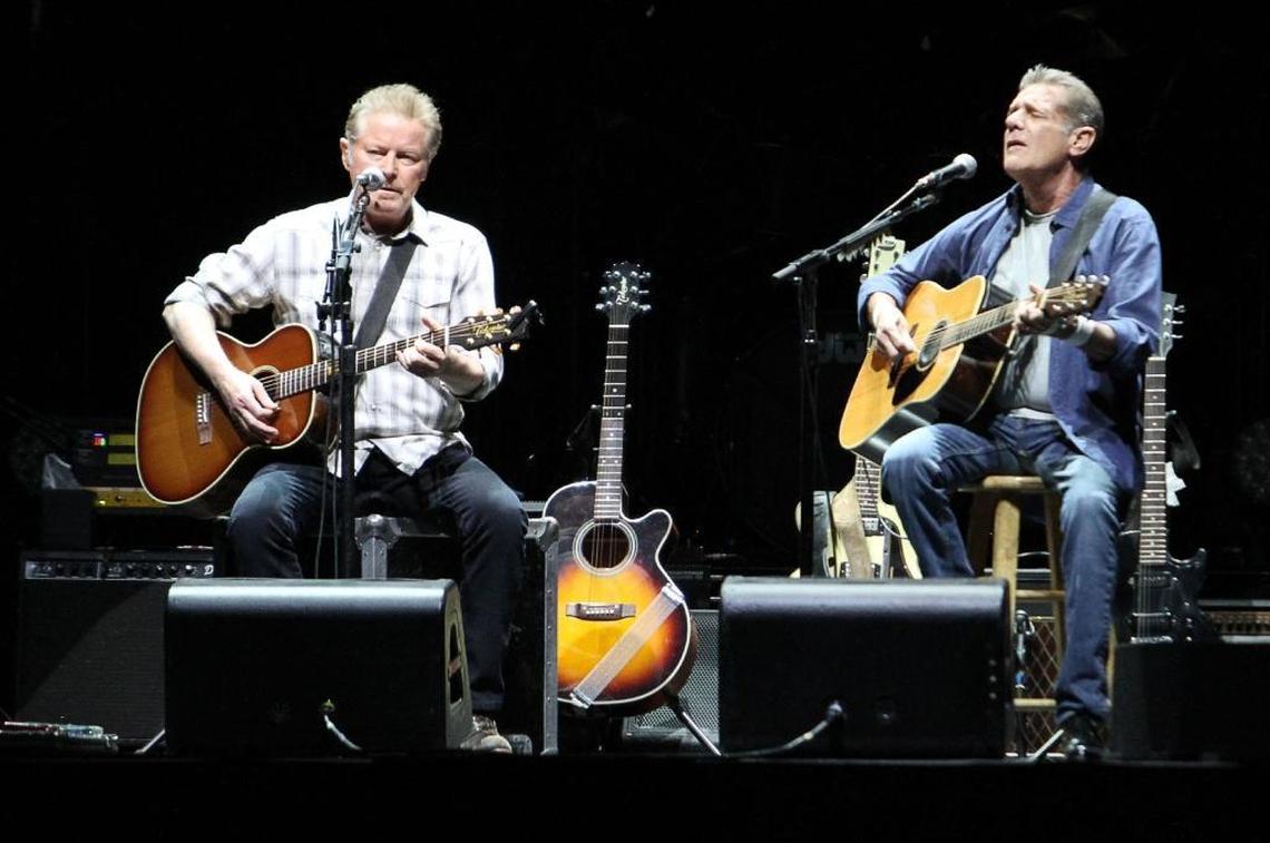 Eagles members Don Henley, left, and Glenn Frey opened the concert with “Saturday Night” at Rupp Arena in downtown Lexington on July 25, 2015.