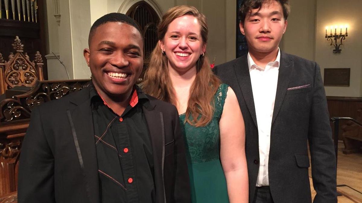 Thabang Masango, Courtney Jameson and Jianan Huang were the winners at the Kentucky district round of the Metropolitan Opera National Council Auditions on Nov. 12, 2016 at First Presbyterian Church in Lexington, Kentucky.