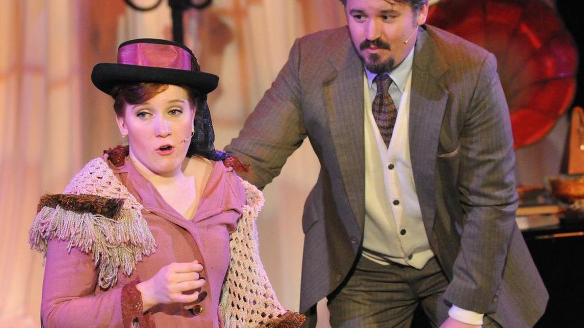 Rachel Snyder plays Eliza Doolittle and Matthew Lewis Johnson is Henry Higgins in “My Fair Lady.”