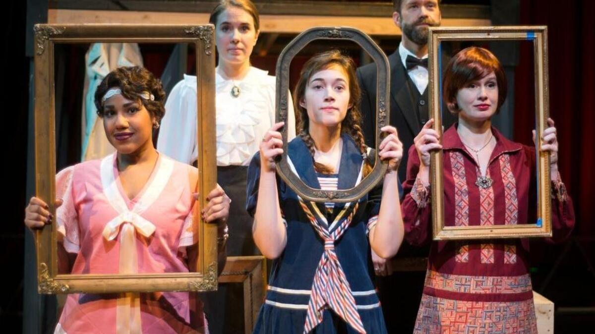 Alexis Robinson as Nelly Fail, Marianne Miller as Mother Fail, Gabrielle Miller as Jenny June Fail, Shayne Brakefield as Father Fail, and Rachel Rogers as Gertie Fail, create the Fail Family Portrait during the AthensWest Theatre production of “Failure: A Love Story” on Tuesday, January 31, 2017 at the Downtown Arts Center in Lexington, KY. The show runs February 3-19, 2017.