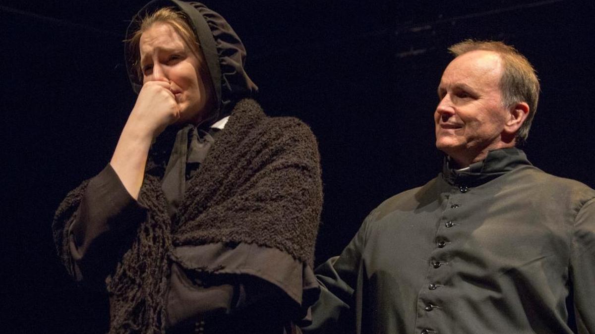 Shannon Baker played Sister James and Jeff Day was Father Flynn in “Doubt,” the inaugural production of AthensWest Theatre Co.