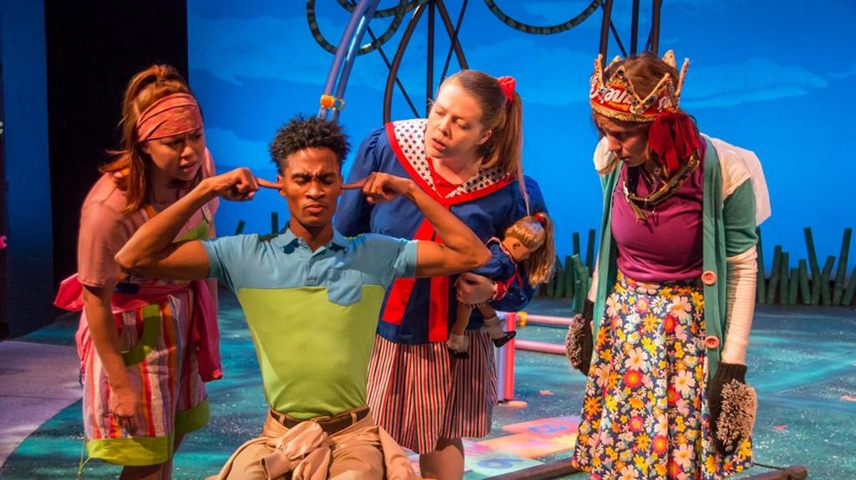 From left, Maria Lopez, Tyrell Ruffin, Esther Neel and Courtney Wood star in the Lexington Children’s Theatre’s production of “Junie B. Jones is Not a Crook.” Photo by Sally Horowitz.
