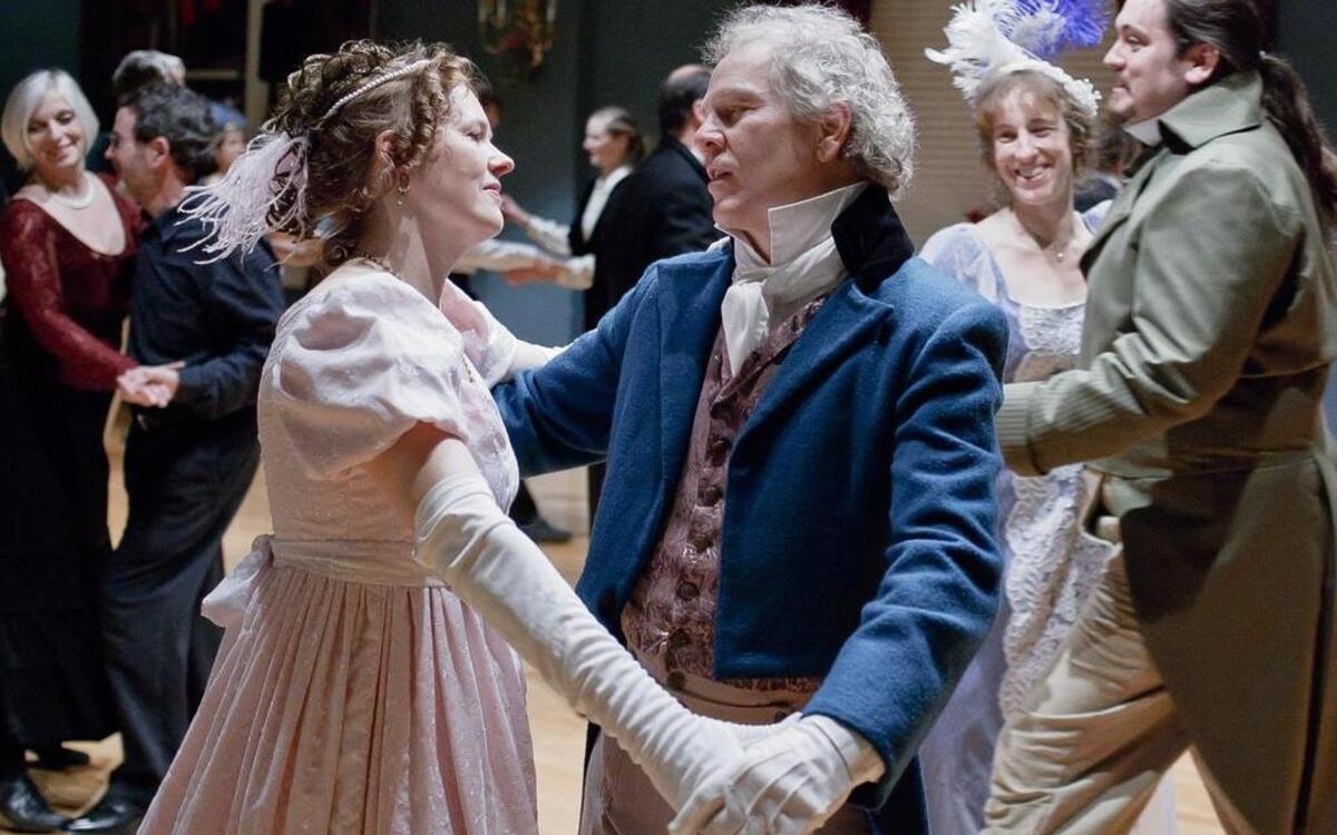 Deb Weyman and Michael French danced at a previous edition of Fezziwig’s Ball, presented by the Lexington Vintage Dance Society.