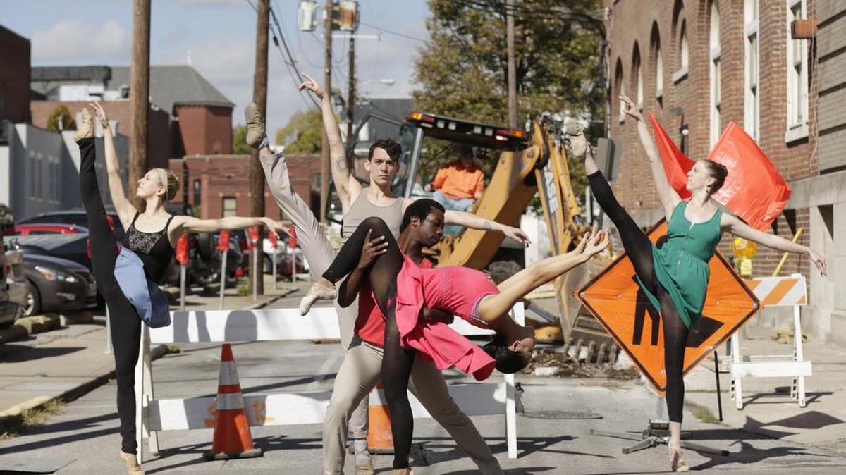 Dancers with The Lexington Ballet performed outside ArtsPlace in Lexington on Oct. 13, 2015. From left, Alixandra Kish, Casey Myrick, Amos Oliver II, Ayako Hasabe and Alexandra Orenstein. The Ballet will perform several times in the 2016-17 season.