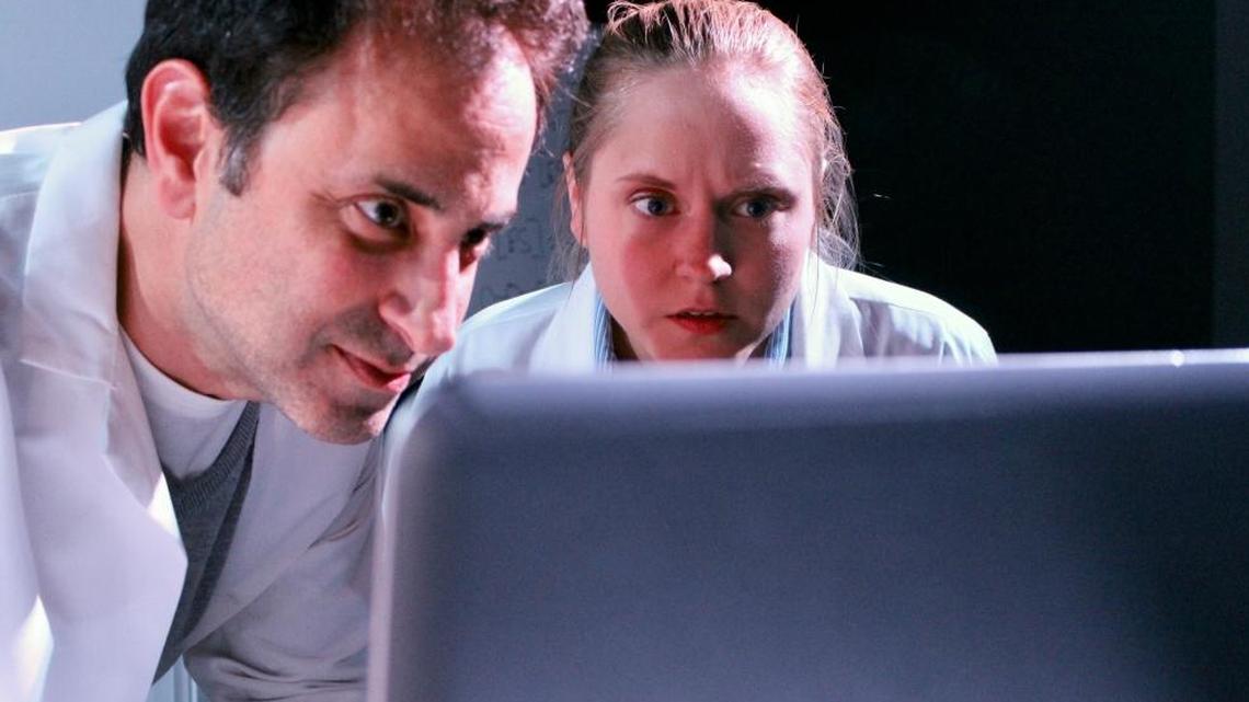 Darius Fatemi plays Christopher and Bailey Preston plays Becca in “Timeless: A Scientific Comedy.”