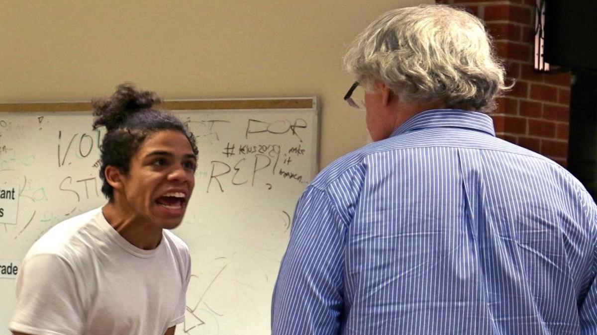 Kenneth Hamilton, left, plays a doughnut shop employee and aspiring writer, and Geoffrey Nelson is the shop owner in “Superior Donuts,” opening this weekend at Lexington Downtown Arts Center.