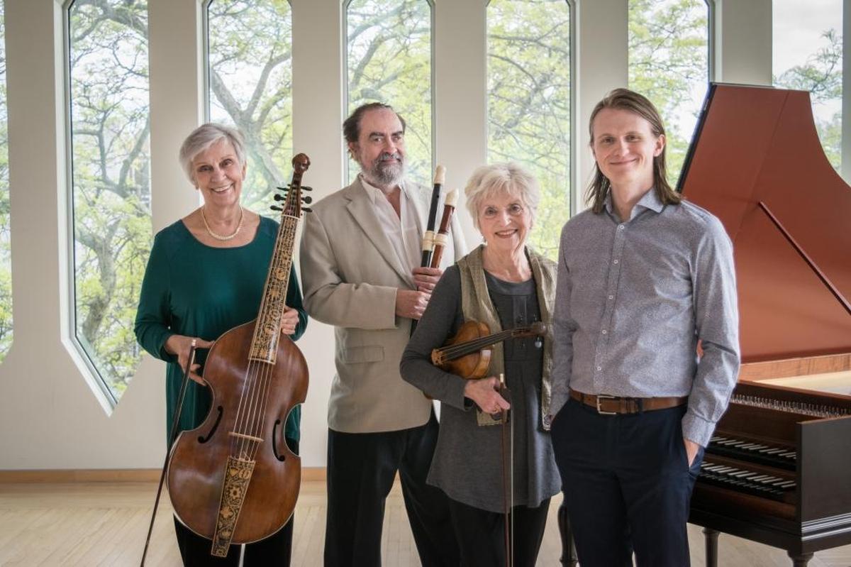The Oberlin Baroque Ensemble is Cathy Meints, baroque cello and gamba; Michael Lynn – recorder and baroque flute; Marilyn McDonald, baroque violin and Mark Edwards, harpsichord​​.