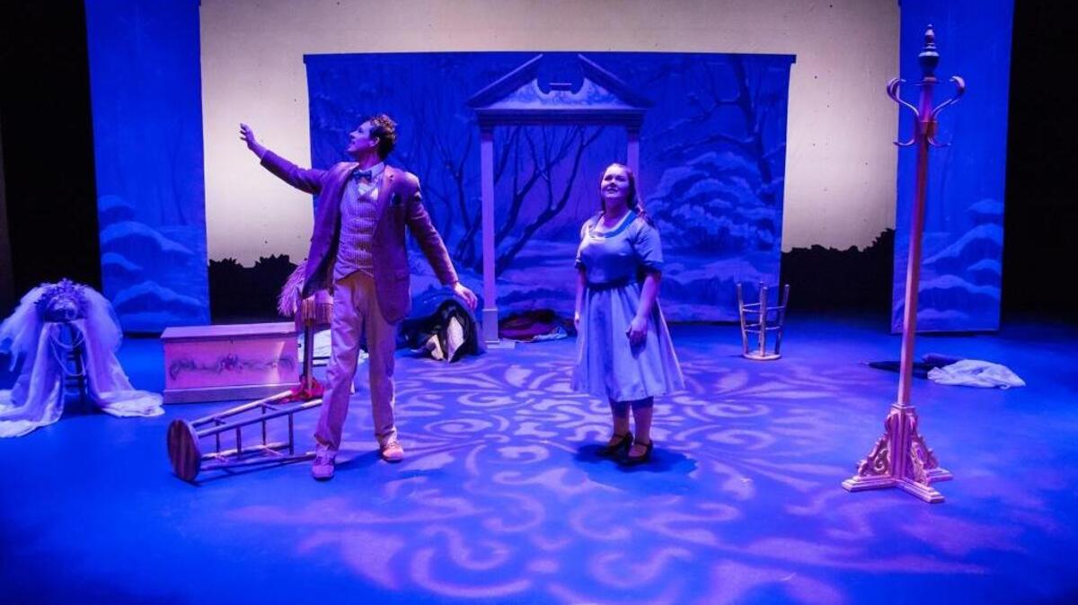 Robert Hooghkirk and Ashlee Collins portray all of the characters in the Lexington Children’s Theatre’s production of ‘The Lion, the Witch and the Wardrobe.’