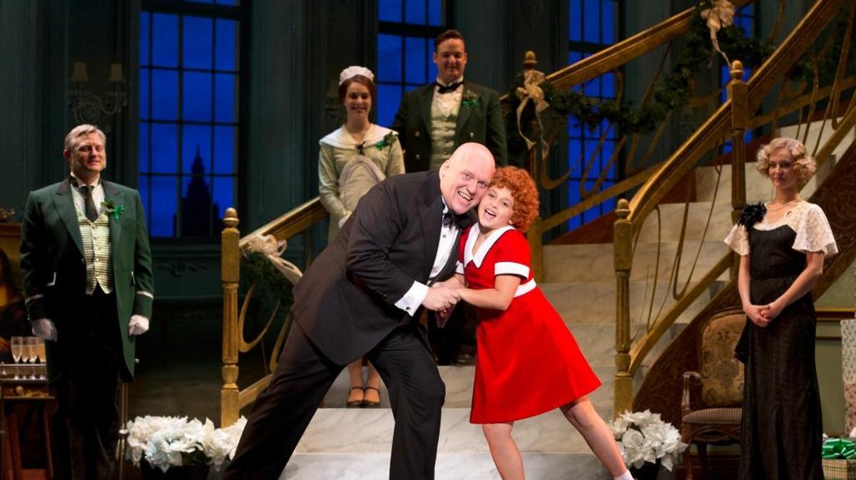 Gilgamesh Taggett as Oliver Warbucks and Issie Swickle as Annie performed “I Don’t Need Anything But You” in the touring production of “Annie” that comes to the Lexington Opera House this weekend. Swickle is no longer with the tour.