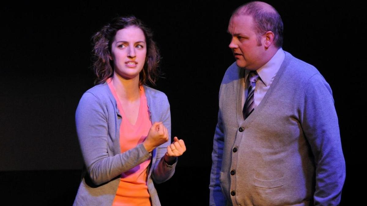 In “Wonder of the World,” Alynne Miller, as Cass, tells her husband, Kip (Jeremiah Reeve), that she’s leaving him. He refuses to let go.
