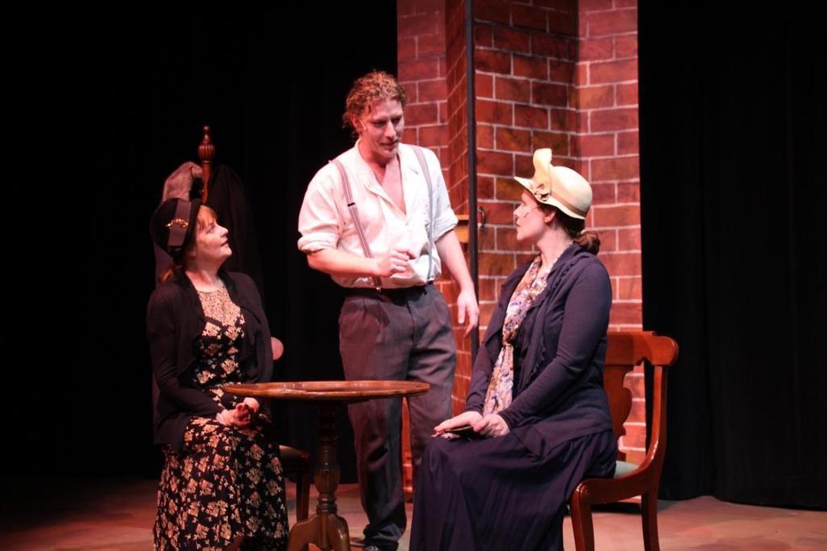 From left, Lisa Thomas, Ian Scott and Holly Brady star in Woodford Theatre’s “Enchanted April.”