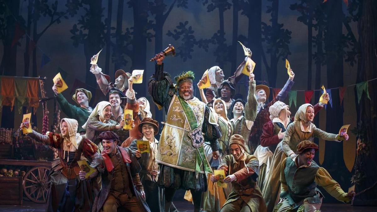 Vincent B. Davis, center, plays Lord Pinkleton in the “Rodgers + Hammerstein’s Cinderella” touring production.