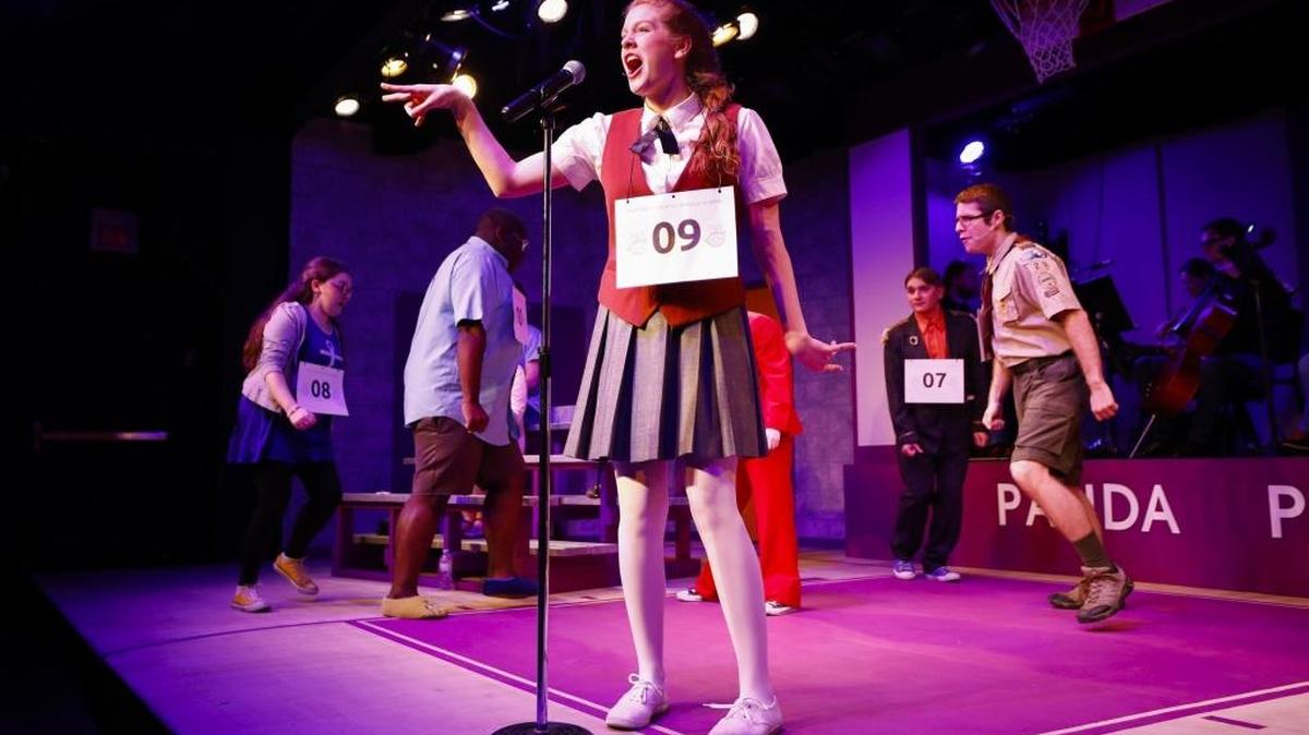 Lydia Robison, of Lexington, Ky., playing the role of Marcy Park, performs during rehearsal for The 25th Annual Putnam County Spelling Bee at the Carriage House Theatre in Lexington, Ky., Tuesday, July 11, 2017. The 25th Annual Putnam County Spelling Bee is presented by the Studio Players and opens July 13.