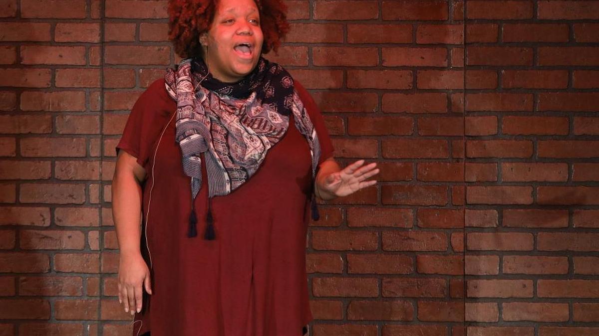 Tammie Harris as Effie singing during a rehearsal for ‘Dreamgirls’ at The Grand Reserve in Lexington, Ky., Tuesday, January 17, 2017.