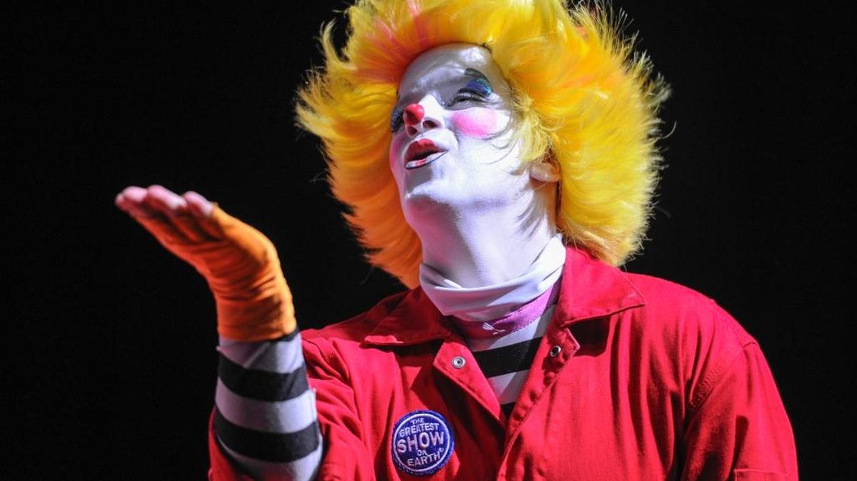 Ringling Bros. Barnum & Bailey Circus's Truett Adams, 27, performs at an outreach event on Jan. 24, 2017 in Tampa, Fla.
