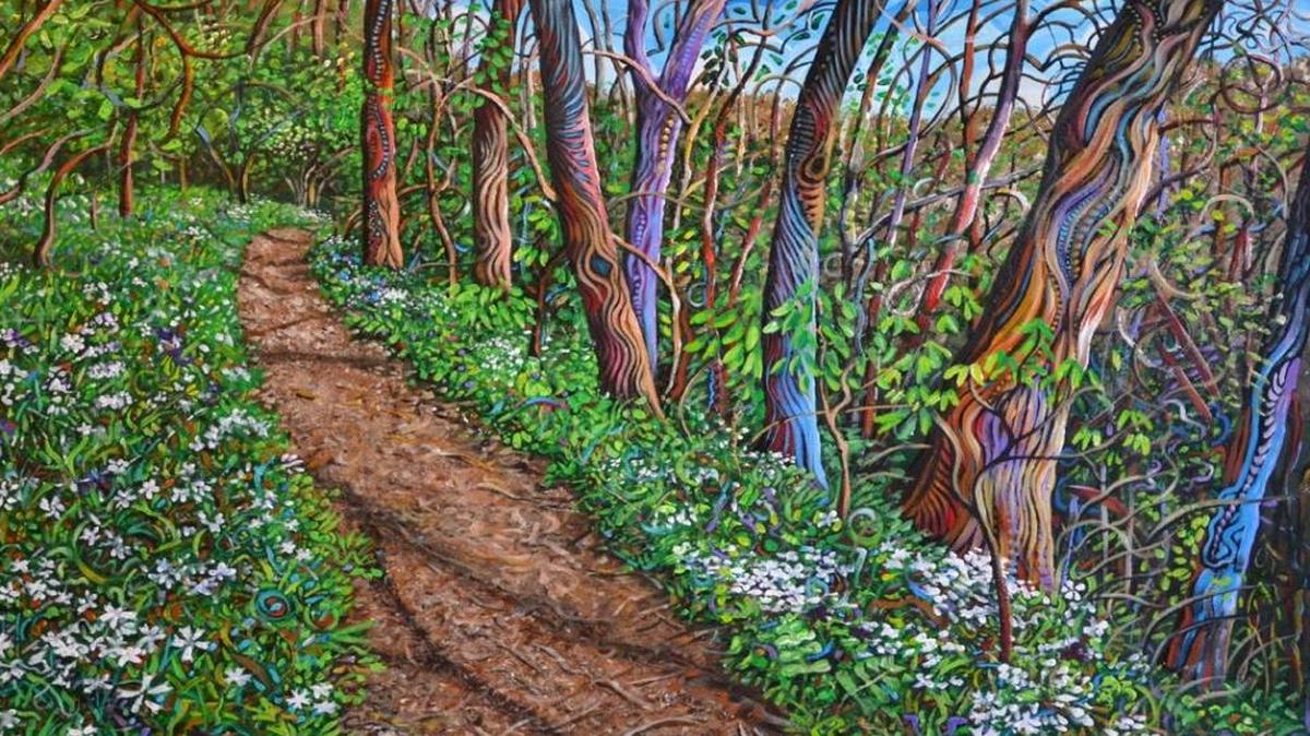 Colorful paintings on canvas by John Lackey will make up “Neuroseason,” the current exhibit at the City Gallery that will be part of the Nov. 18 Gallery Hop.