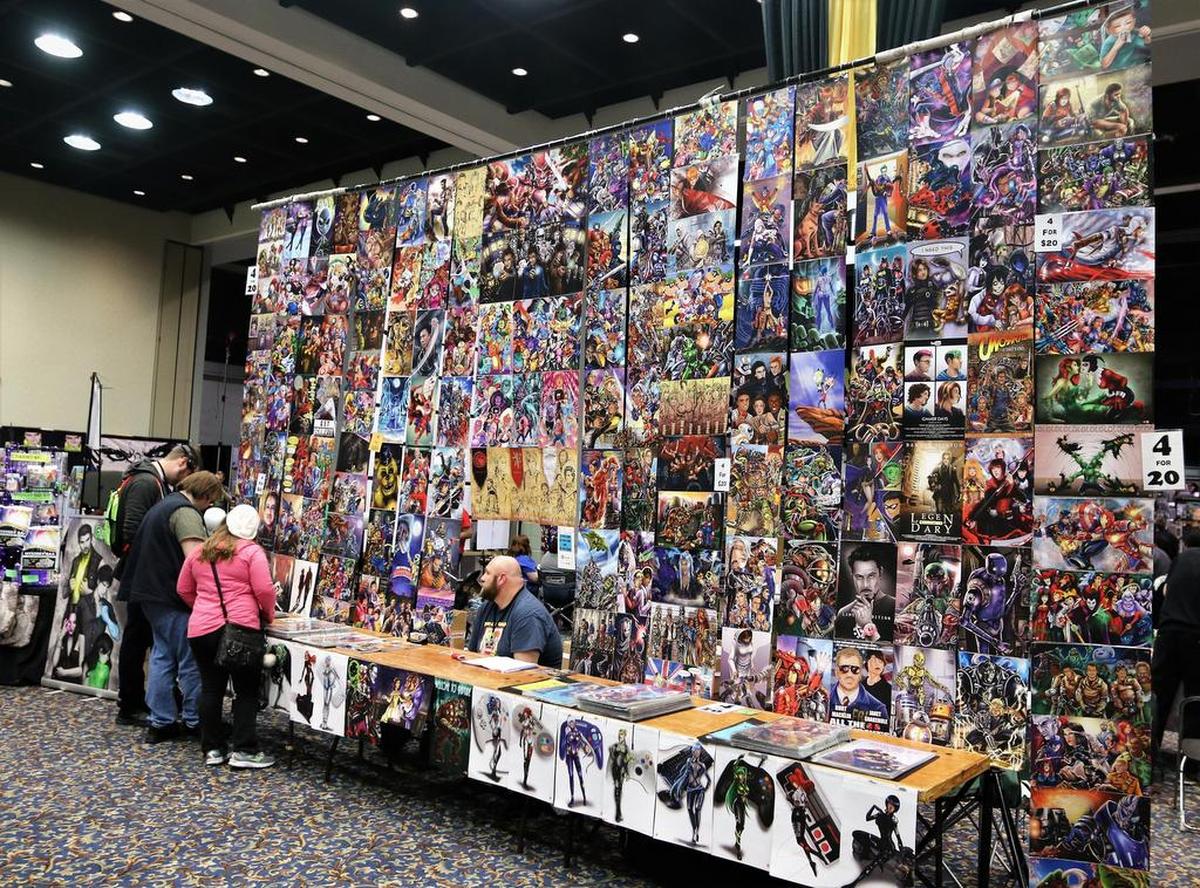 Vendors, like this one at the at the 2017 Lexington Comic & Toy Convention, are a big draw, selling comic books, posters, toys, videos, clothing, games and other collectible items.