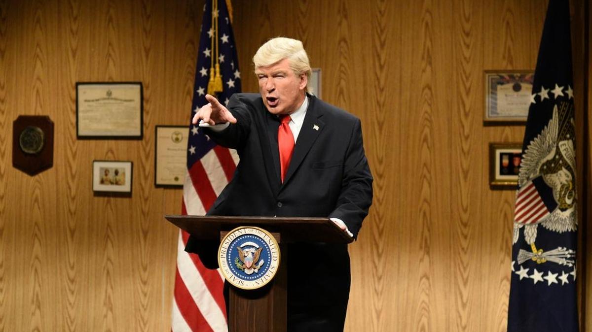 Alec Baldwin as President Donald Trump during the “Trump People’s Cold Open” on April 8, 2017.