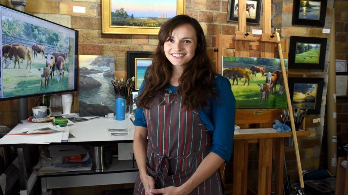 Kathleen B. Hudson, who just won the top prize in Plein Air Magazine’s Salon Competition, photographed in her studio in Artists’ Attic on the fourth floor of The Square in Lexington, Kentucky.