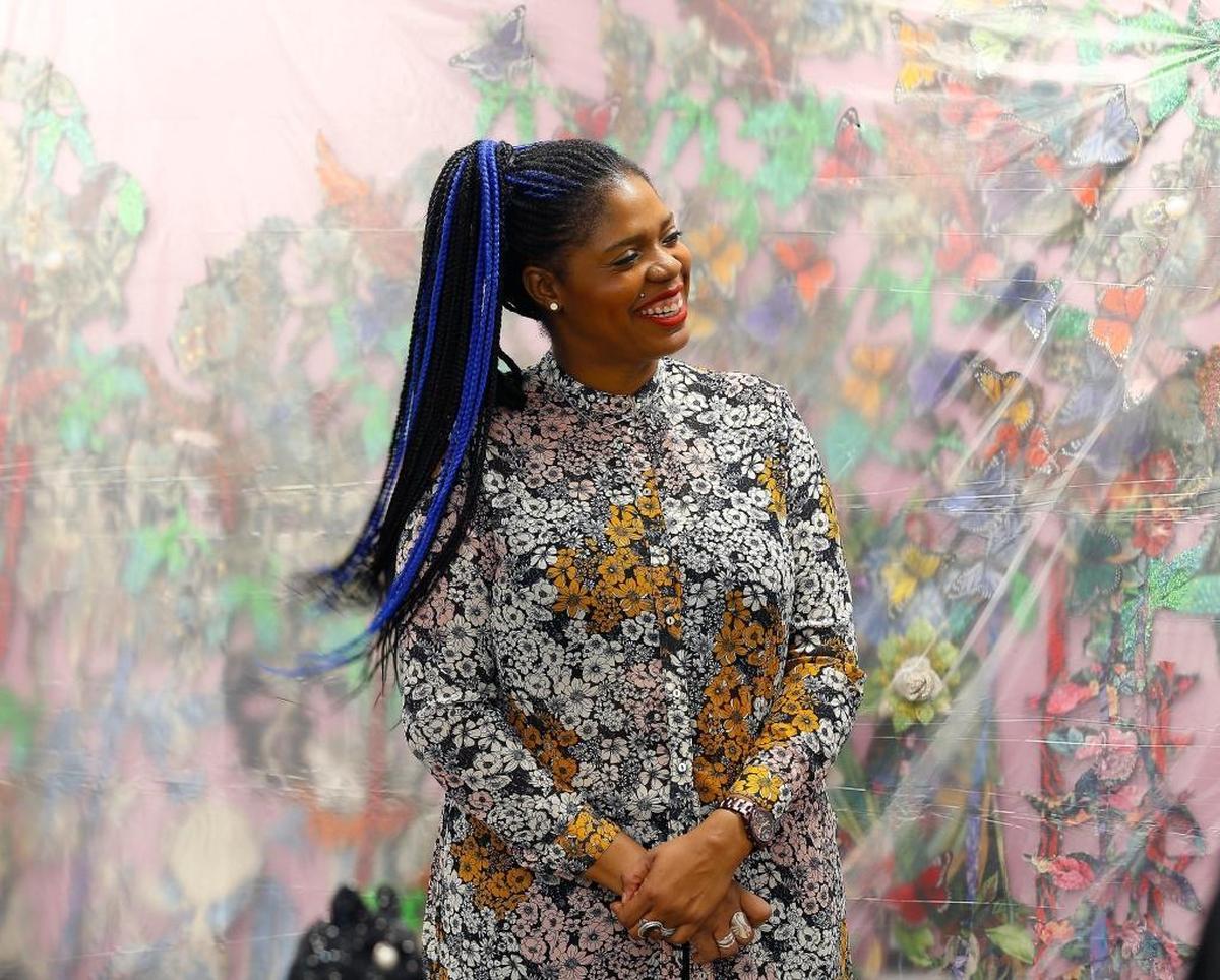 Ebony G. Patterson photographed in her studio in UK’s Art & Visual Studies Building.