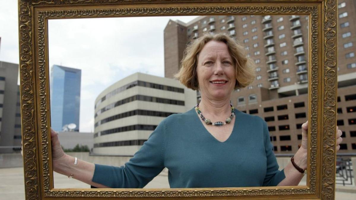 Ann Tower on top of the LexTran parking structure on Vine Street in May 2004.