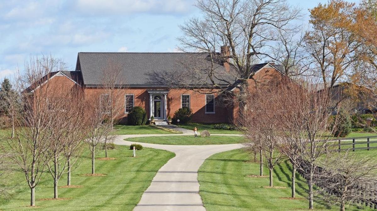 The 5,611-square-foot home at 6105 Sulphur Well Road sits on 117 acres in rural Fayette County and is currently on the market.