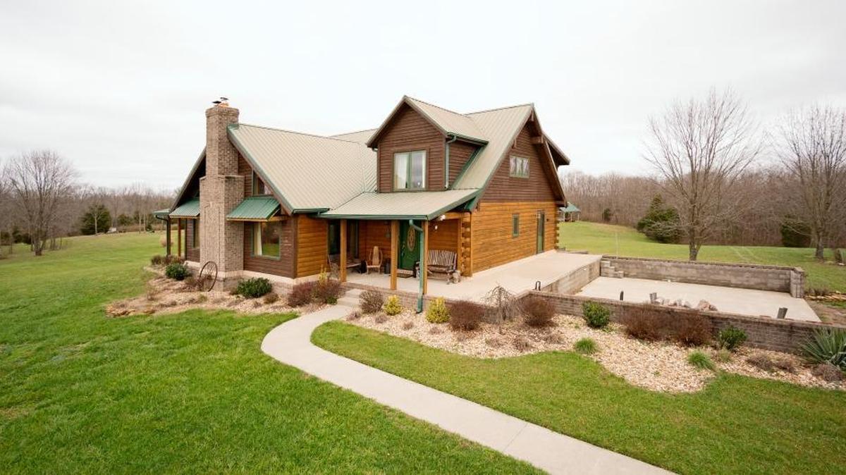 This 6,000-square-foot log home at 1566 Forest Lane in Richmond is now on the market.