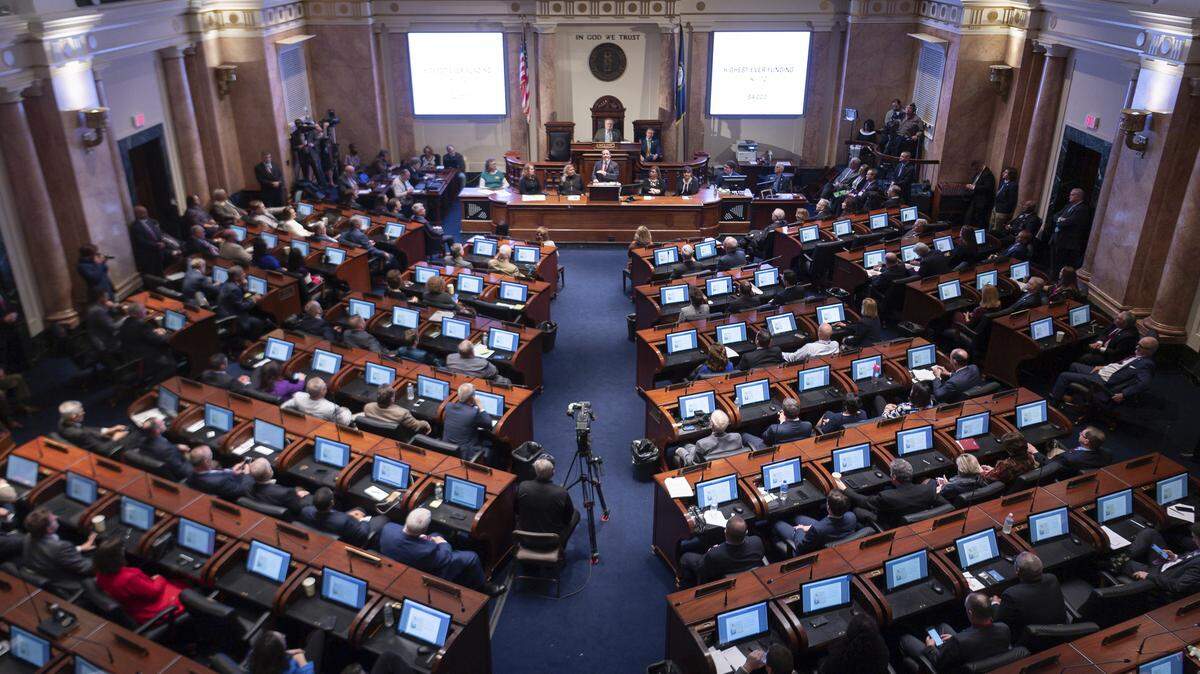 Kentucky Gov. Matt Bevin delivers the State of the Commonwealth address to a joint session of the state legislature Feb. 7 at the state Capitol in Frankfort. There are four work days left in the 2019 legislative session, which ends on March 28.